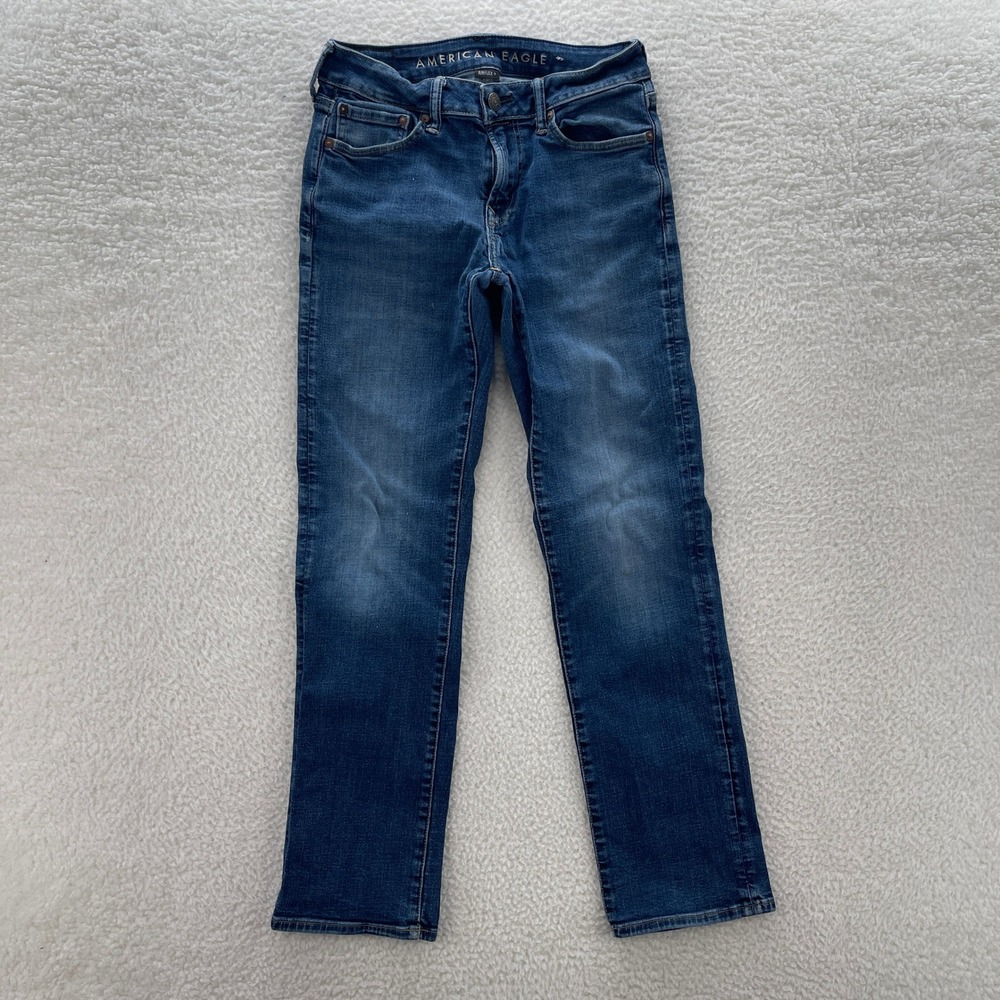 American Eagle Jeans Mens 30x32* Blue Original Boot Medium Wash Whisker Grunge